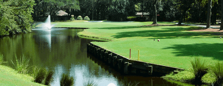 Image: View of green over water hazzard