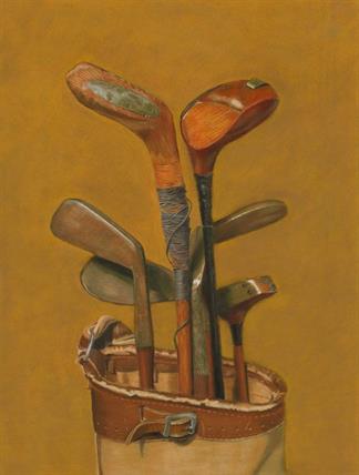 Image: Vintage golf bag with clubs