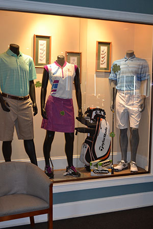 Image: Manikins wearing golf apparel in International Club Pro Shop Window